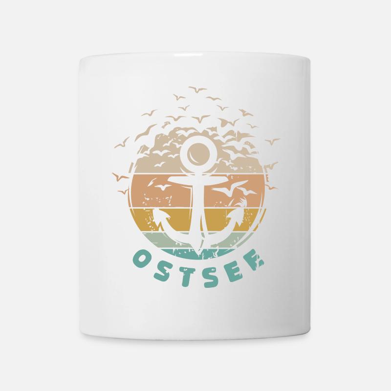 retro Anker Ostsee vintage Meer Möwen Symbol Logo - Tasse - Weiß