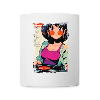 Anime DJ Mädchen mit Schallplatte - Tasse - Weiß - Vorne