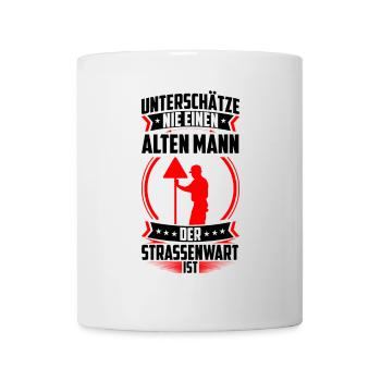 Le vieil homme, l’agent d’entretien des routes, est préposé à la route - Mug blanc - blanc - Devant