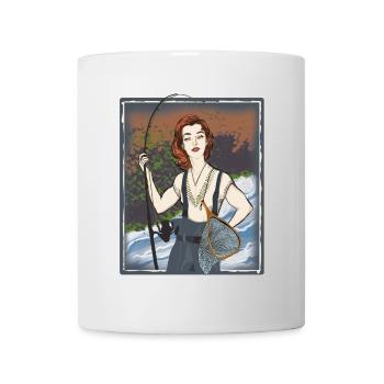 Strong woman fishing - Mug - white - Front