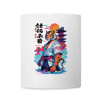 Tiger Yokai Vaporwave Aesthetic Samurai Art - Mug - white - Front