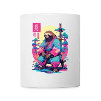 Samurai Faultier im Aesthetic Vaporwave Stil - Tasse - Weiß - Vorne