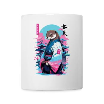 Samurai Otter Aesthetic Vaporwave Stil - Tasse - Weiß - Vorne