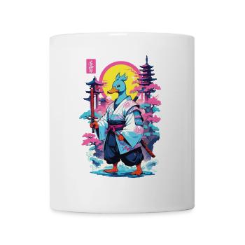 Samurai Ente Aesthetic Vaporwave Stil Japan Kunst - Tasse - Weiß - Vorne
