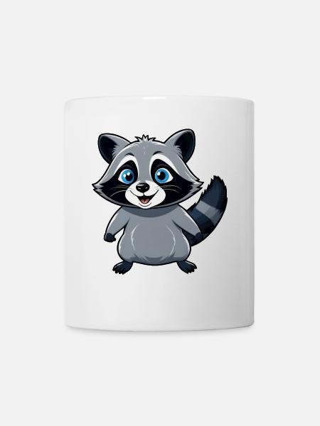 Mignon petit raton laveur aux yeux bleus - Mug blanc - blanc