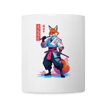 Kitsune Samurai Fuchs Aesthetic Vaporwave Stil - Tasse - Weiß - Vorne