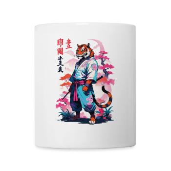 Tiger Yokai Vaporwave Aesthetic Samurai Art - Mug - white - Front