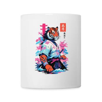 Tiger Yokai & Vaporwave Aesthetic Samurai Art - Mug - white - Front