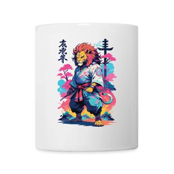 Samouraï Lion Esthétique Vaporwave Style Japon Art - Mug blanc - blanc - Devant