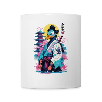 Samurai Ente In Aesthetic Vaporwave Stil - Tasse - Weiß - Vorne