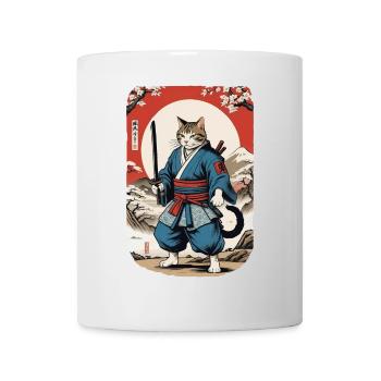 Samurai Katze Vintage Ukiyo E Japanisches - Tasse - Weiß - Vorne