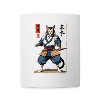 Samurai Katze Vintage Ukiyo-E Japanischer Samurai - Tasse - Weiß - Vorne