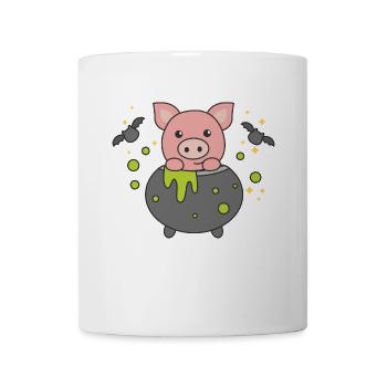 cochon joyeux Halloween bâton de poquelot de sorcière - Mug blanc - blanc - Devant