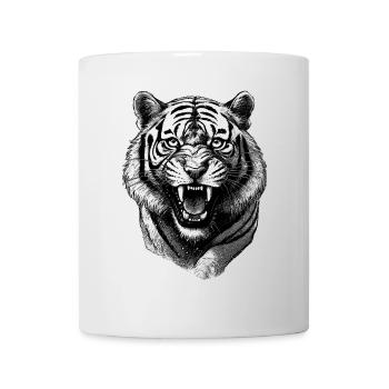 Aggressiver Tiger Shirt für Fitnessstudio - Tasse - Weiß - Vorne