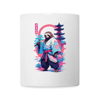 Samurai Faultier Aesthetic Vaporwave Stil - Tasse - Weiß - Vorne