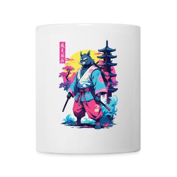 Tanuki Yokai Vaporwave Aesthetic Samurai Art - Mug - white - Front