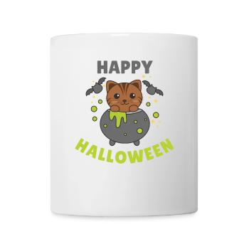 Cat Happy Halloween Witch's Cauldron Bat - Mug - white - Front