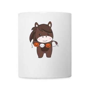 Cheval heureux Halloween citrouille chauve-souris costume - Mug blanc - blanc - Devant
