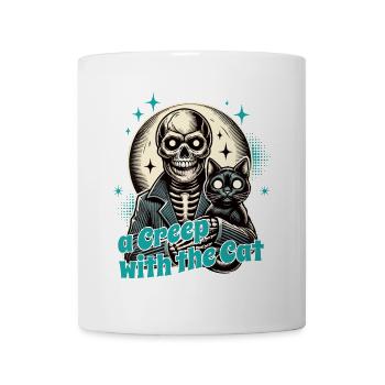 Halloween Skeleton With Cat: A Creep With The Cat - Mug - white - Front