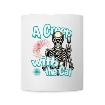 Halloween Skeleton with Cat - A Creep with the Cat - Mug - white - Front