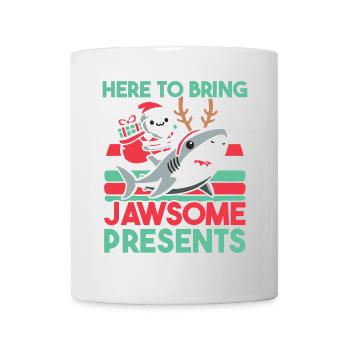 Hier, um Jawsome Geschenke zu bringen Weihnachten Wortspiel Hai - Tasse - Weiß - Vorne
