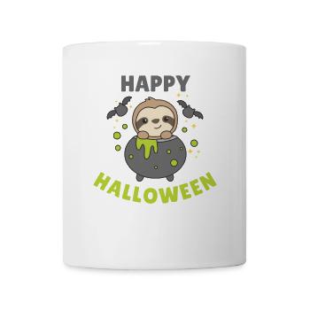 Faultier Happy Halloween Hexenkessel Fledermaus - Tasse - Weiß - Vorne