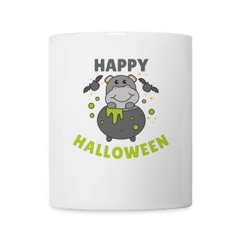 Hippo Happy Halloween Witch's Cauldron Bat - Mug - white - Front