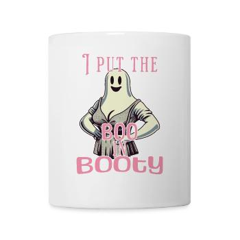 lustiges Retro Gespenst Design boo in Booty Spruch - Tasse - Weiß - Vorne