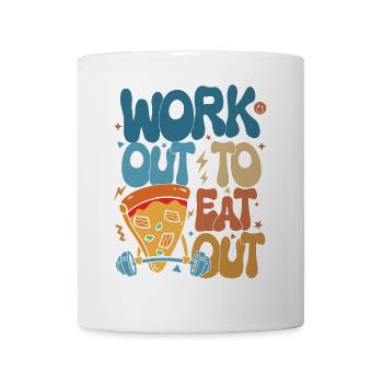 Work Out to Eat Out â Groovy Gym Pizza Design - Mug - white - Front