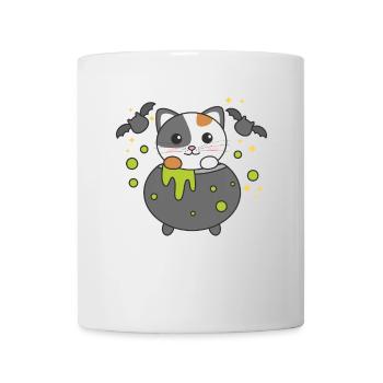Cat Happy Halloween Witch's Cauldron Bat - Mug - white - Front
