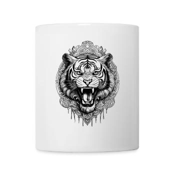 Yoga T-Shirt mit Tiger und Mandala - Tasse - Weiß - Vorne