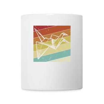 Rétro pliant hibou grue en papier maître origami - Mug blanc - blanc - Devant