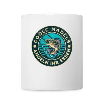 Echte Mädels angeln ihr Essen - Witziges Design - Tasse - Weiß - Vorne