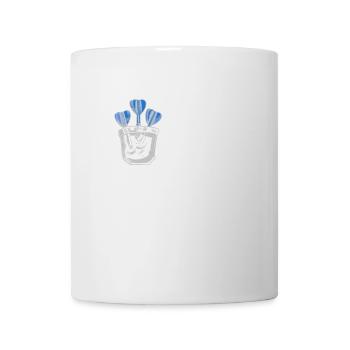 Dartpfeile in aufgemalter Brusttasche - Lustiges D - Tasse - Weiß - Vorne