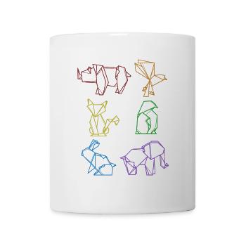 Origami LGBT Regenbogen Eule Papierkranich Falten - Tasse - Weiß - Vorne