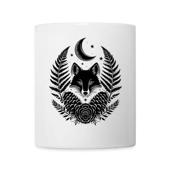 Filigraner Fuchs mit Farn und Zapfen im Herbst - Tasse - Weiß - Vorne