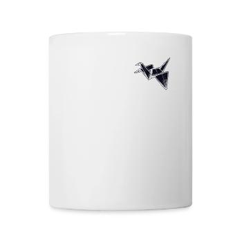 Origami Logo Emblème Hibou Grue Papier Pliage - Mug blanc - blanc - Devant