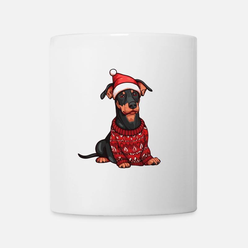 Bande dessinée de Noël Doberman Dog - Mug blanc - blanc