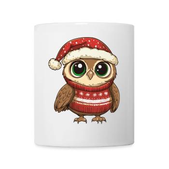 Eule Weihnachten Comic - Tasse - Weiß - Vorne