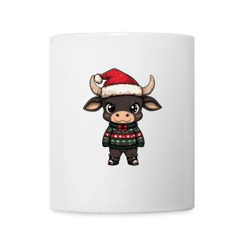Stier Weihnachten Comic - Tasse - Weiß - Vorne