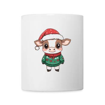 Kuh Weihnachten Comic - Tasse - Weiß - Vorne