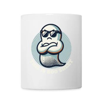 Drôle de fantôme d’Halloween : c’est la feuille Boo - Mug blanc - blanc - Devant