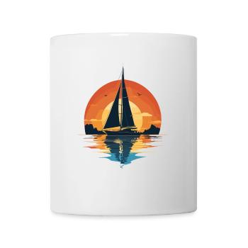 Aventure en voilier au coucher du soleil - Mug blanc - blanc - Devant