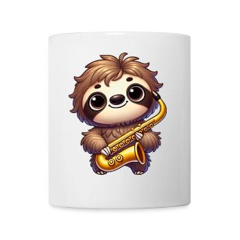 Faultier Saxofon Saxofonist Musiker Jazz Musik - Tasse - Weiß - Vorne