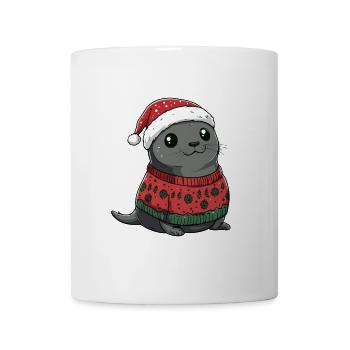 Robbe Tier Weihnachten Comic - Tasse - Weiß - Vorne