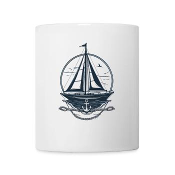 Nautisches Segelboot Motiv Abenteuer - Tasse - Weiß - Vorne