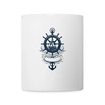 Captain Steering Wheel Anchor Sailboat Adventure - Mug - white - Front