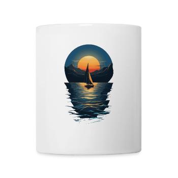 Sailboat Sunset on Lake Landscape - Mug - white - Front