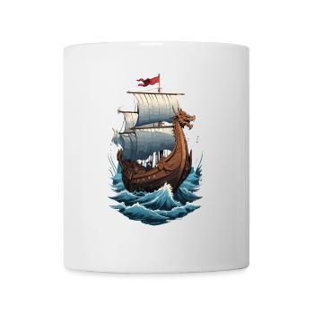 Wikinger Drachenboot Auf Hoher See - Tasse - Weiß - Vorne