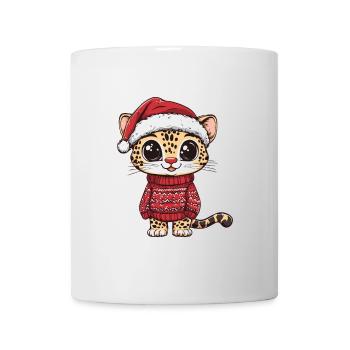 Leopard Weihnachten Comic - Tasse - Weiß - Vorne